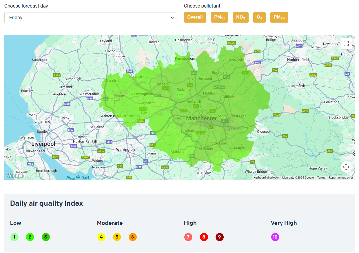 Manchester forecast map image