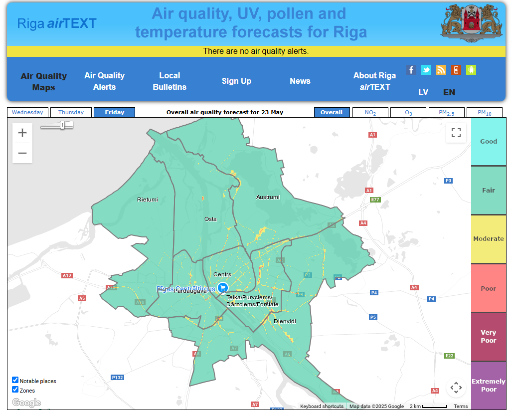 Riga forecast map image